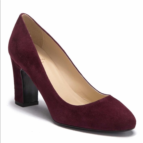 Bruno Magli Suede Block Heel Maroon Pump Heel